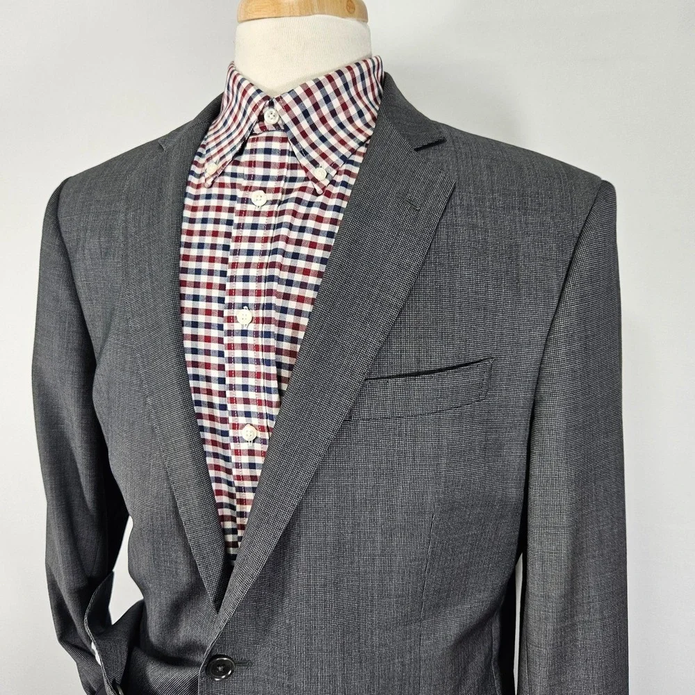 Brooks Brothers Explorer Men's‎ Sport Coat Blazer Two Button Gray Wool Blend 44L